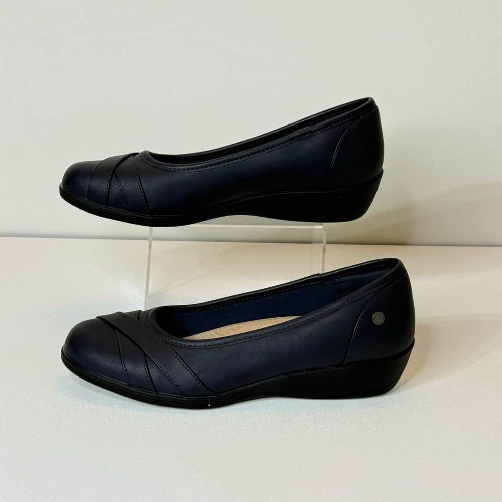 Dream Pairs Leather Ascenelle Navy Blue Cushion Arch Support Wedge Flats Women 9